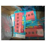 box of erasers, pencil pouches and ...