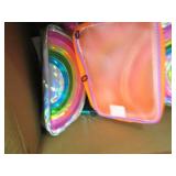 box of erasers, pencil pouches and ...