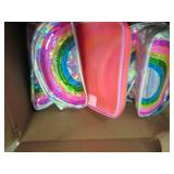 box of erasers, pencil pouches and ...