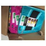 box of erasers, pencil pouches and ...