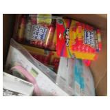 box of mostly packages of glue stic...