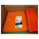 box of orangs,green and red folders...