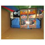 box of folders and pencils ...