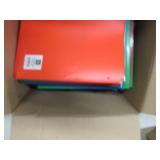 box of folders and pencils ...