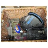 wicker basket with hocky helmet ,we...