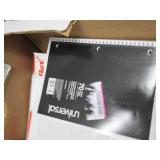 box of printer paper, file folders ...