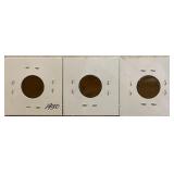 Three Different Lincoln Wheats - 1930 P, D, & S