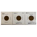 Three Different Lincoln Wheats - 1930 P, D, & S