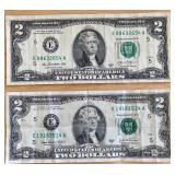 Two $2 Bills Richard Reserve - E19182514A & E08632654A