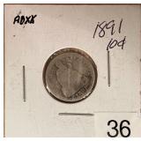 1891 Seated Liberty Dime