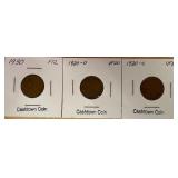 1930 P, D, & S Lincoln Wheat Pennies