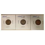 1944 P, D, & S Mercury Dimes