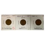 1925 P, D, & S Lincoln Wheat Pennies