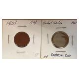 1921 P & S Lincoln Wheat Pennies