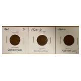 1920 P, D, & S Lincoln Wheat Pennies