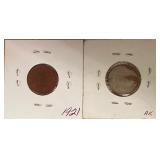 1921 P & S Lincoln Wheat Pennies