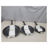 3 New Elle Gourmet Heavy Gauge Aluminum Fry Pans
