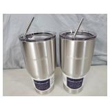 2 New 30 oz Insulated Tumblers with Straws