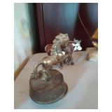 MCM Sailboat Sculpture, ceramic cow figurine, relish tray, and lamp