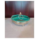MCM Sailboat Sculpture, ceramic cow figurine, relish tray, and lamp
