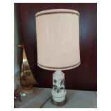 MCM Sailboat Sculpture, ceramic cow figurine, relish tray, and lamp