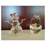 Two Holiday Themed Crystal Décor Items