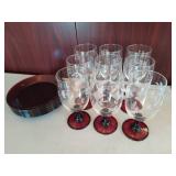 Burgundy Glass and Plate Set