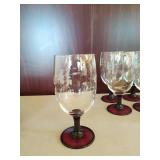 Burgundy Glass and Plate Set