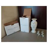 Princess House- Porcelain Vase and Two Floral Bouquets