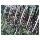 Large Lot of (10) Steel Wheels from a Grain Drill - Each is about 26" Diameter x 1-1/2" Wide