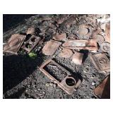 Large Lot of Cast Iron Pieces from Stoves, Boilers and More - "Tabasco" Water Heater - Kewanee IL