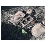 Large Lot of Cast Iron Pieces from Stoves, Boilers and More - "Tabasco" Water Heater - Kewanee IL