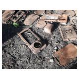 Large Lot of Cast Iron Pieces from Stoves, Boilers and More - "Tabasco" Water Heater - Kewanee IL