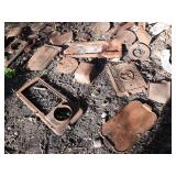Large Lot of Cast Iron Pieces from Stoves, Boilers and More - "Tabasco" Water Heater - Kewanee IL