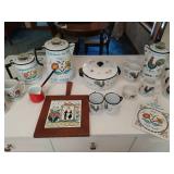 Collection Of Swedish Floral Enamelware And Ceramic Kitchenware