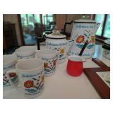 Collection Of Swedish Floral Enamelware And Ceramic Kitchenware