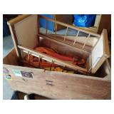 Wood Box with Vintage Toys and Crib
