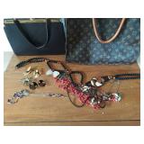Two Purses with Costume Jewelry