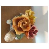 Vintage Capodimonte Floral Porcelain Turtle