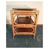Rolling Rattan Entertainment With Swivel Top