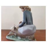 Lladro Girl With Rabbits Figurine