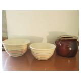 Two Pottery Bowls And A Cookie Jar