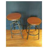 Pair of Adjustable Swivel Top Stools