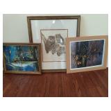 Three Wildlife Pieces of Art