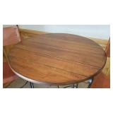 Tall Shaker Pub Table with 2 Chaps Leather Sling Bar Stools