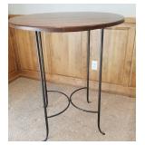 Tall Shaker Pub Table with 2 Chaps Leather Sling Bar Stools