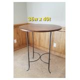 Tall Shaker Pub Table with 2 Chaps Leather Sling Bar Stools