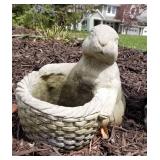 Sweet Bunny with a Basket outdoor Concrete Planter