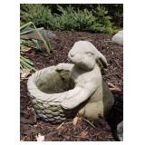 Sweet Bunny with a Basket outdoor Concrete Planter