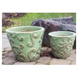 Celery Green Outdoor Planters, set of 2